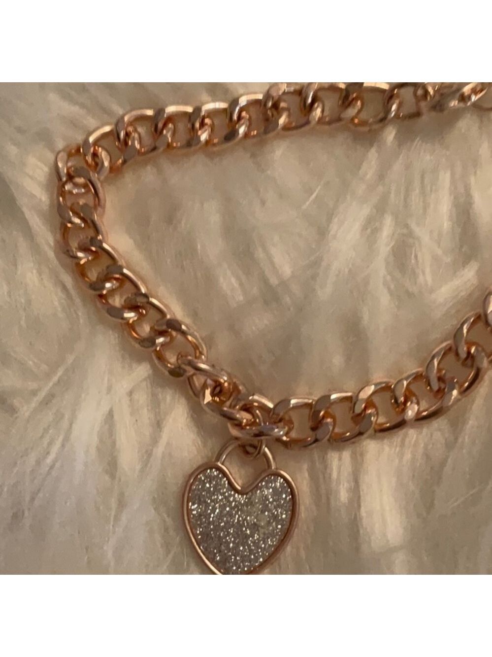 Vintage Gold Tone Charm Bracelet with Heart Charm